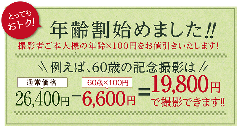 年齢割始めました!!